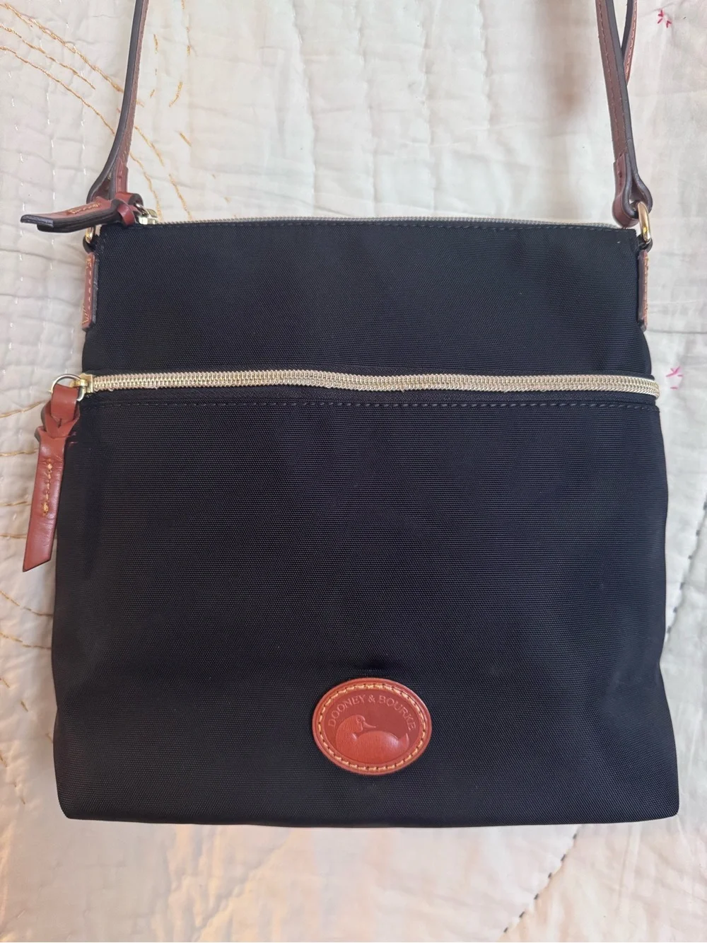 Dooney & Bourke Black Nylon Crossbody with Brown Leather Trim - Picture 5 of 8